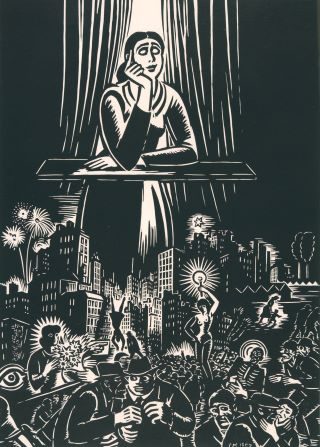 Frans Masereel, L' aveugle (houtsnede op papier), 1957