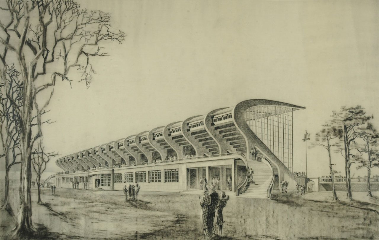 Presentatietekening van Joseph-Louis Stynen voor de zittribune van K.F.C. Malinois, 1952