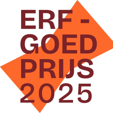 Logo Erfgoedprijs 2025 bordeauxoranje
