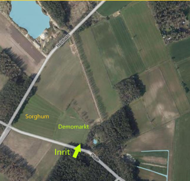 Locatie demomarkt Klimaatboeren in Vorselaar, langs Plein en Heribaan, op 15 oktober 2021