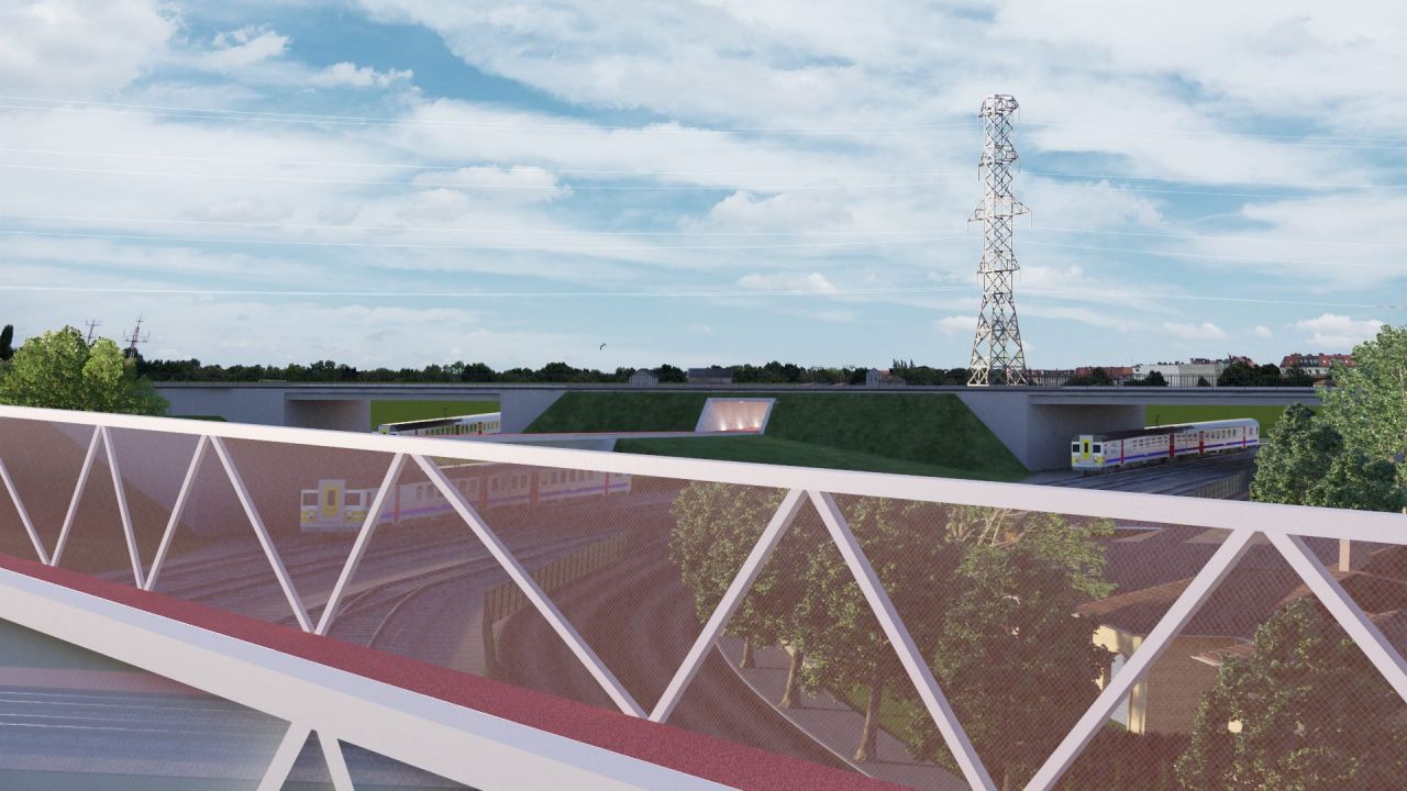 Fietsostrade F11 Antwerpen-Lier toekomstbeeld van op  fietsbrug