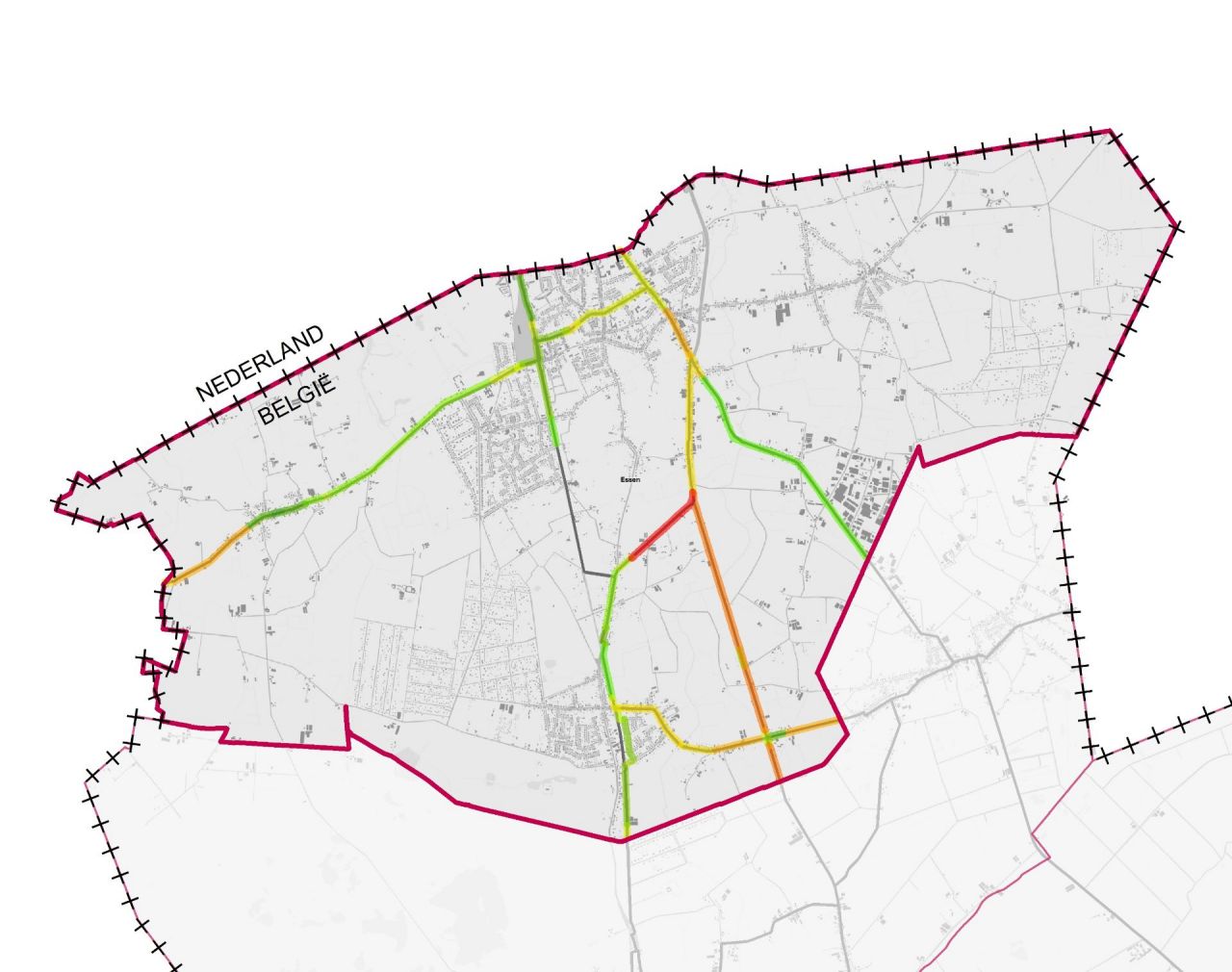 Overzichtskaartje BFF routes Essen