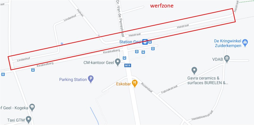 Werfzone werken stad Geel