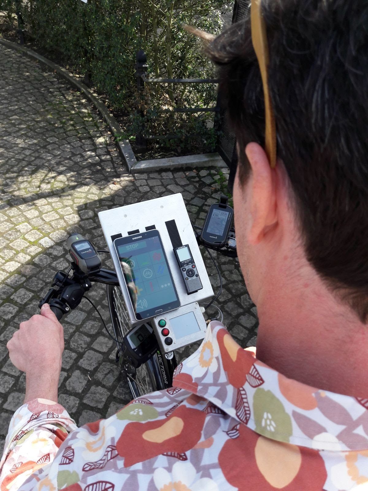 Computer op stuur van meetfiets