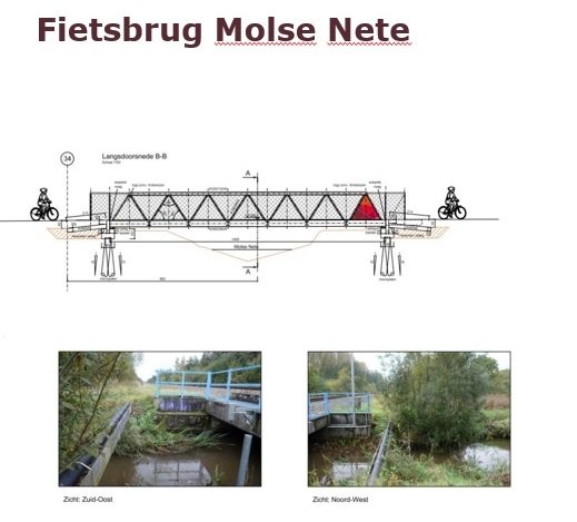 Tekening fietsbrug Molse Nete