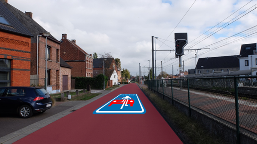 Toekomstbeeld: fietszone in de bebouwde kom, Spoorwegstraat aan het station van Tielen