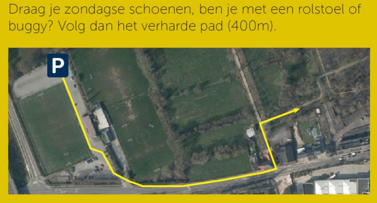 verharde route van steentjesparking naar Vrijbroek