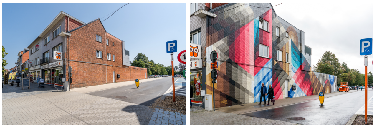 Muurschildering Geel