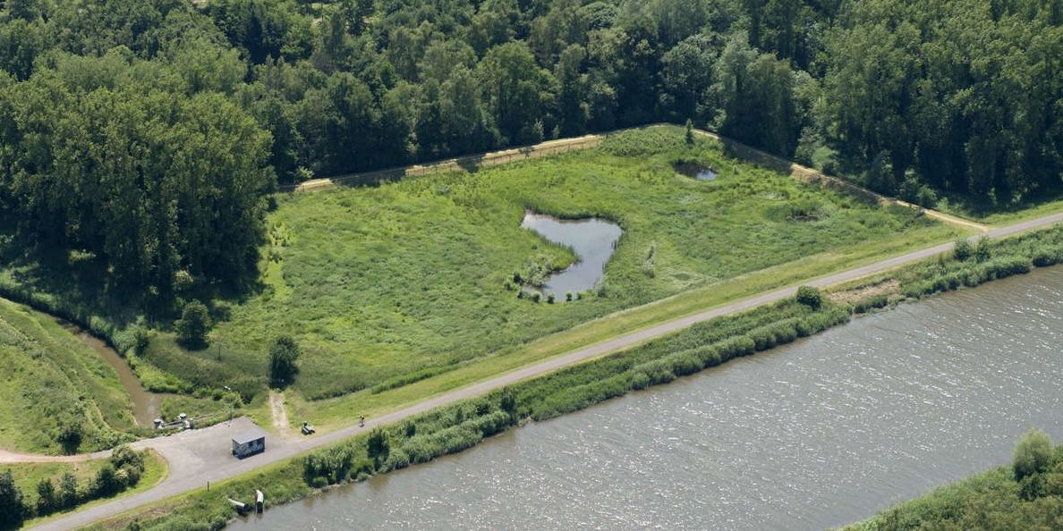 Overstromingsgebied Fermerijbeemden vanuit de lucht