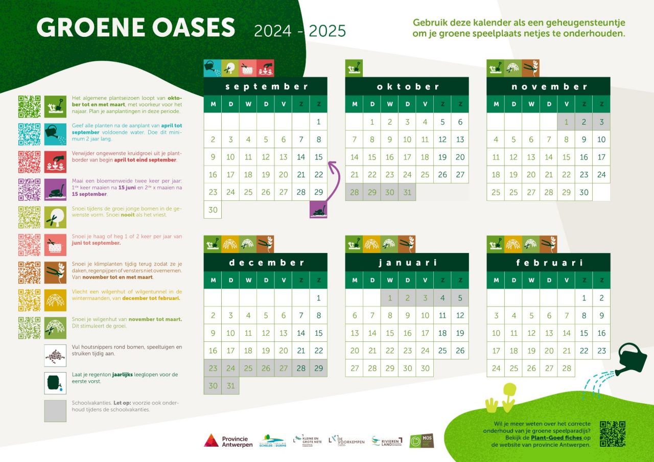 Onderhoudskalender Groene Oases