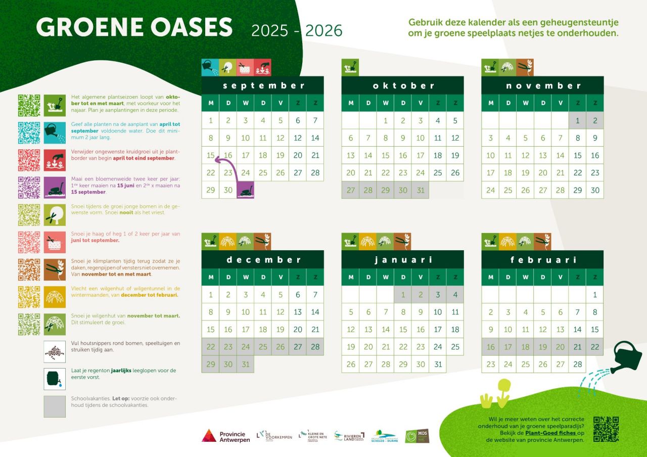 Beheerkalender Groene Oases 2025-2026