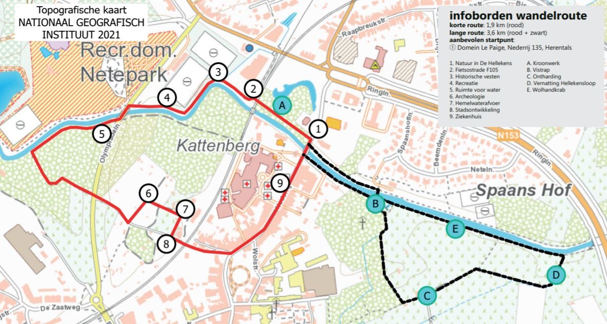 Uitsnede van wandelkaart langs infopanelen project Bruggenbeemd