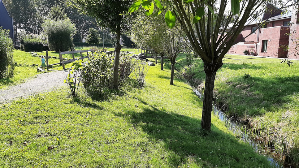 foto van waterloop, wandelpad en natuur ter illustratie van ecosysteemdiensten
