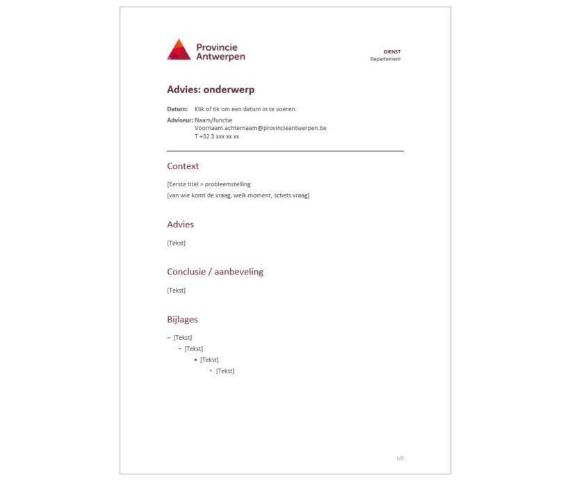 Sjabloon advies