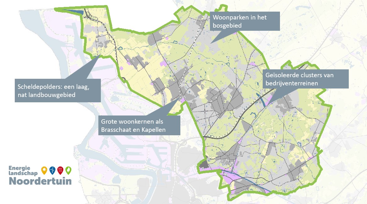 Kaart met typerende kenmerken van het Energielandschap Noordertuin
