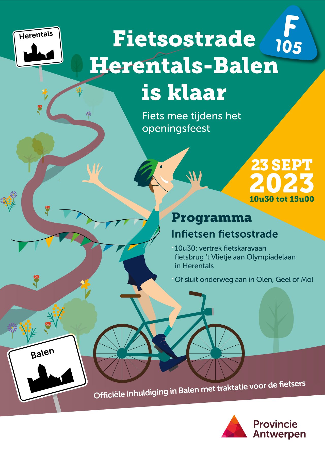 Affiche openingsfeest opening fietsostrade F105