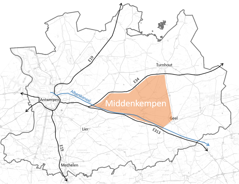 Situering studiegebied Middenkempen